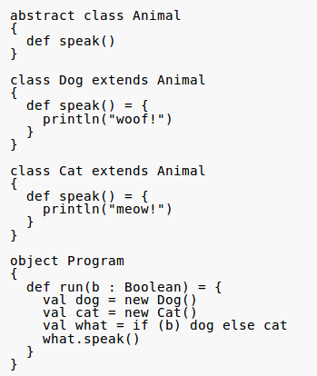 A scala program with class inheritance