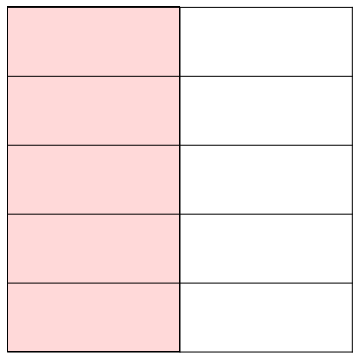 Square divided into tenths, one half indicated