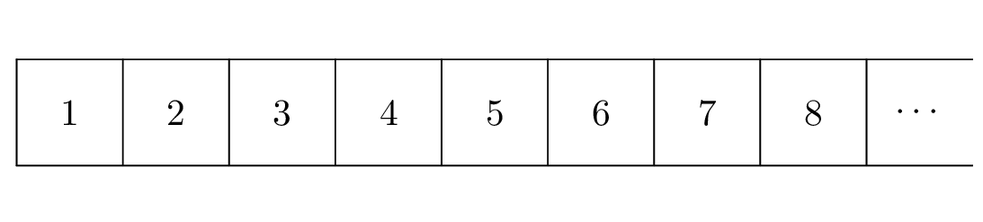 A one-tile-wide sidewalk, with each tile numbered starting at 1